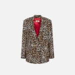 Double-breasted animalier crêpe jacket