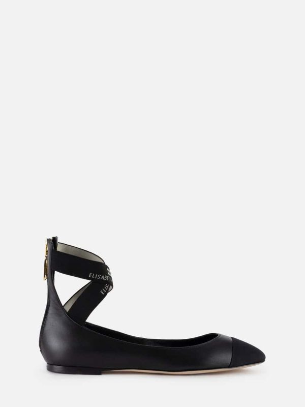 Nappa leather flats with jacquard elastics