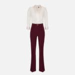 Jumpsuit with crossover blouse and flared trousers with horsebit