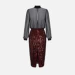 Sequin-embroidered georgette midi dress