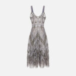 Tulle midi dress with chevron pattern sequin embroidery