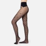 Tights with diagonal stripe and logo