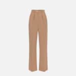 Straight trousers in woven crêpe fabric with emblem rivet