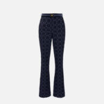 Straight trousers in flock crêpe fabric with belt