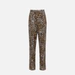 Straight trousers in animalier crêpe fabric with double darts