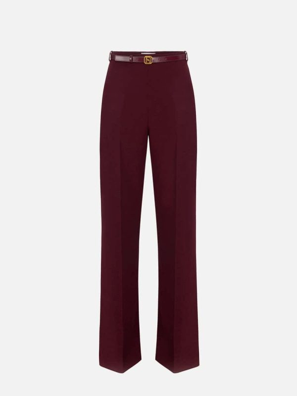 Satin palazzo trousers with belt