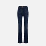 Straight jeans in stretch cotton with logo plaques