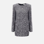Sequin-embroidered chenille boxy mini-dress