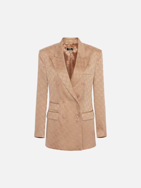 Double-breasted jacket in jacquard satin