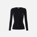 Crew neck shirt in narrow-ribbed lyocell and silk fabric with logo embroidery