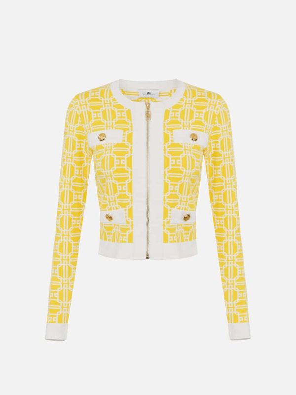 Jacquard logo cropped cardigan