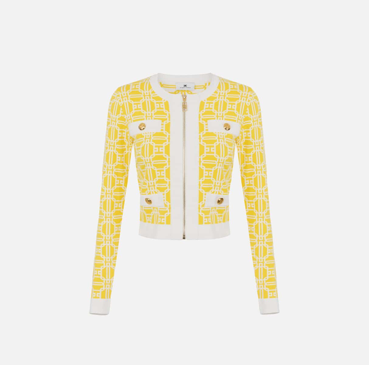 Jacquard logo cropped cardigan