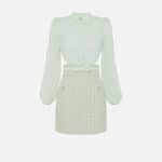 Dress in georgette and lurex bouclé fabrics