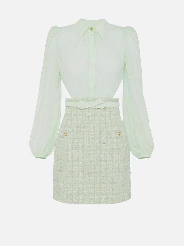 Dress in georgette and lurex bouclé fabrics