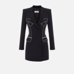 Coat dress in crêpe fabric with contrasting piping