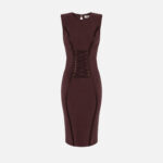 Dress in stretch crêpe fabric with crossover laces