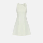 Dress in crêpe fabric with jewel belt