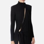 Red Carpet jersey dress with slit and knots