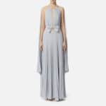 Red Carpet dress made of lurex jersey fabric with cape