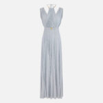 Red Carpet dress made of lurex jersey fabric with belt