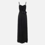 Red Carpet dress made of lurex jersey fabric with embroidered flower
