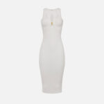 Rib knit dress with cut-out