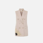 Cotton gabardine waistcoat with embroidered flower