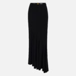 Asymmetric skirt in lightweight crêpe fabric with belt
