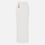 Linen-blend gabardine skirt