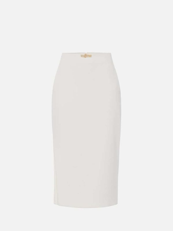 Skirt in lightweight double-layer crêpe fabric with jewel detail
