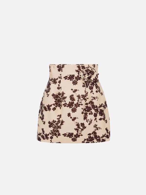 Printed skirt in duchess satin fabric