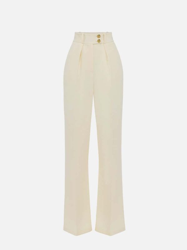 Flowing crêpe trousers with golden buttons