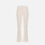 Trousers in crêpe fabric with contrasting piping