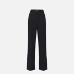 Crêpe trousers with satin bands