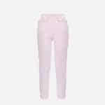 Trousers in crêpe fabric with piping and jewelled horsebit
