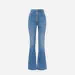 High-waist jeans with logo buttons