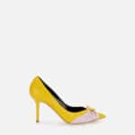 Pumps in nappa leather with metallic bow