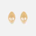 Brass earrings with clip closure and logo