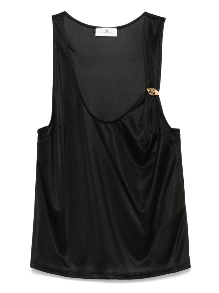 Shiny jersey tank top with jewelled logo