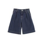 BERMUDA IN DENIM CON PINCES E TASCA