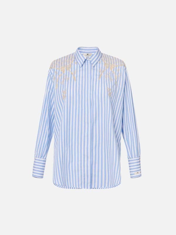 Cotton poplin shirt with embroideries