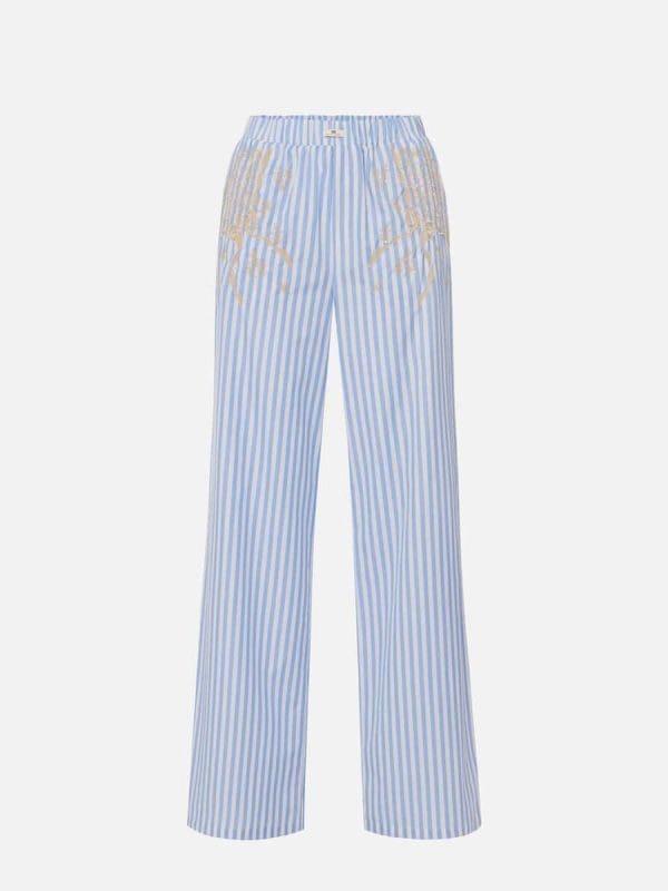 Cotton poplin trousers with embroideries