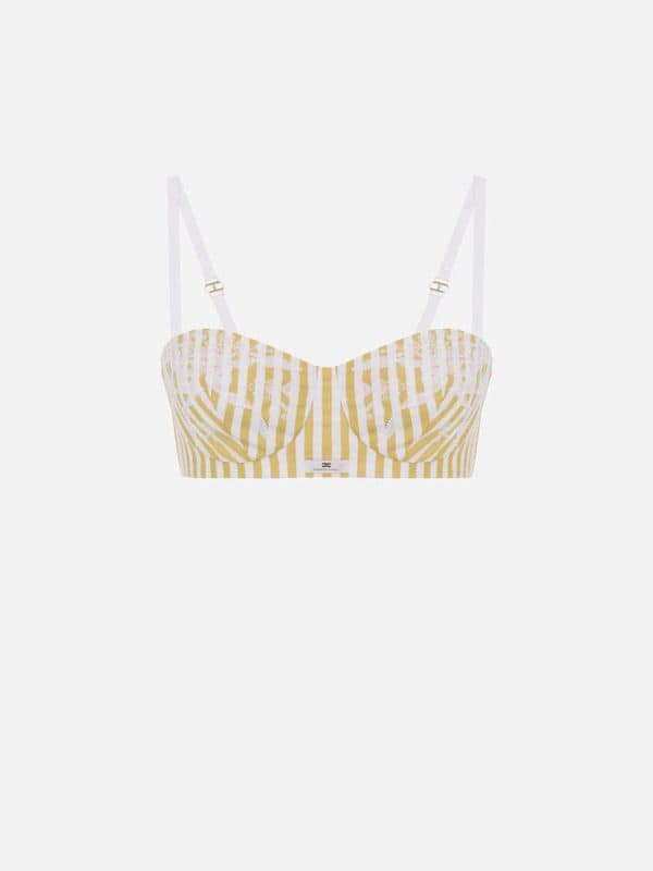 Cotton poplin bra with embroideries