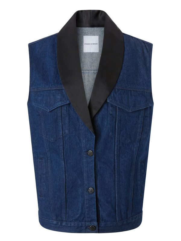 ELAYUN GILET DENIM + SATIN