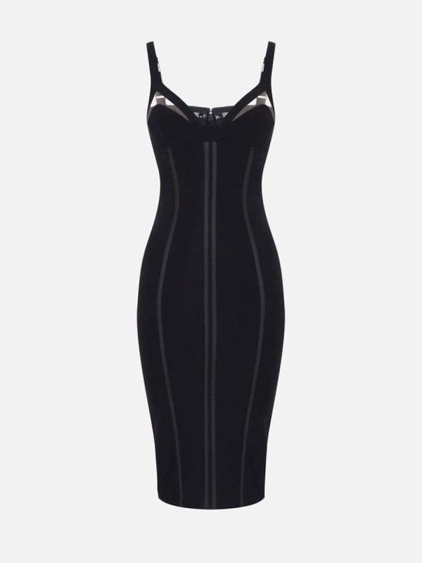 Dress in lightweight crêpe fabric with tulle