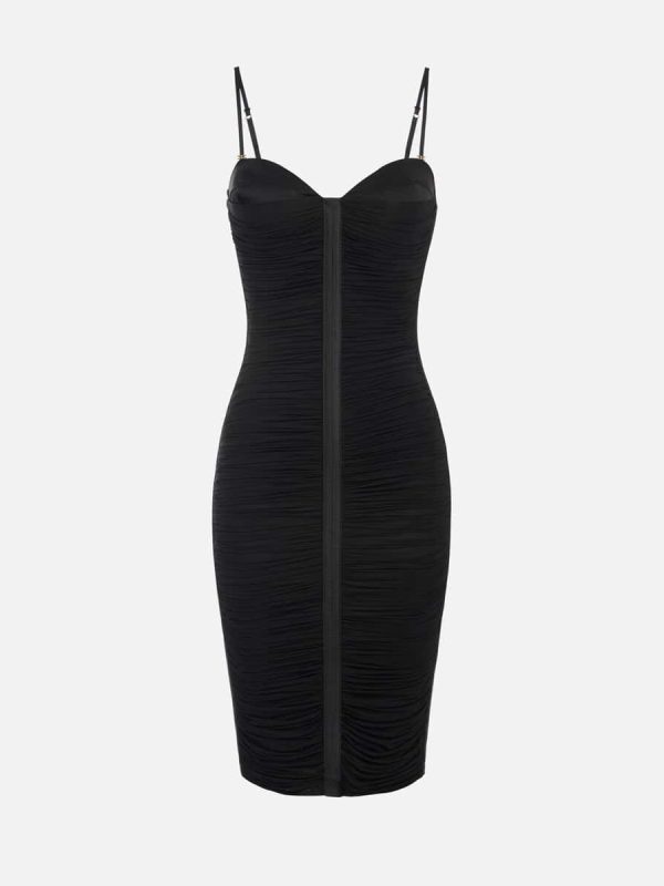 Jersey stretch dress with draping