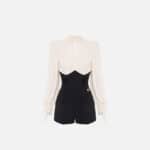 Crêpe and georgette romper suit with criss-cross laces