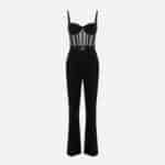 Jumpsuit in lightweight crêpe and tulle fabrics
