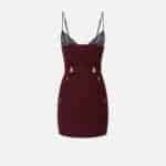 Wool-blend gabardine dress with lace