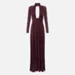 Red Carpet dress in cupro jersey fabric with drapes